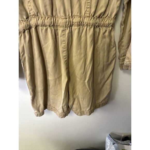 Anthropologie Tan Utility Romper Shorts Collared Zip Pockets Jumpsuit Size Small - Picture 8 of 8